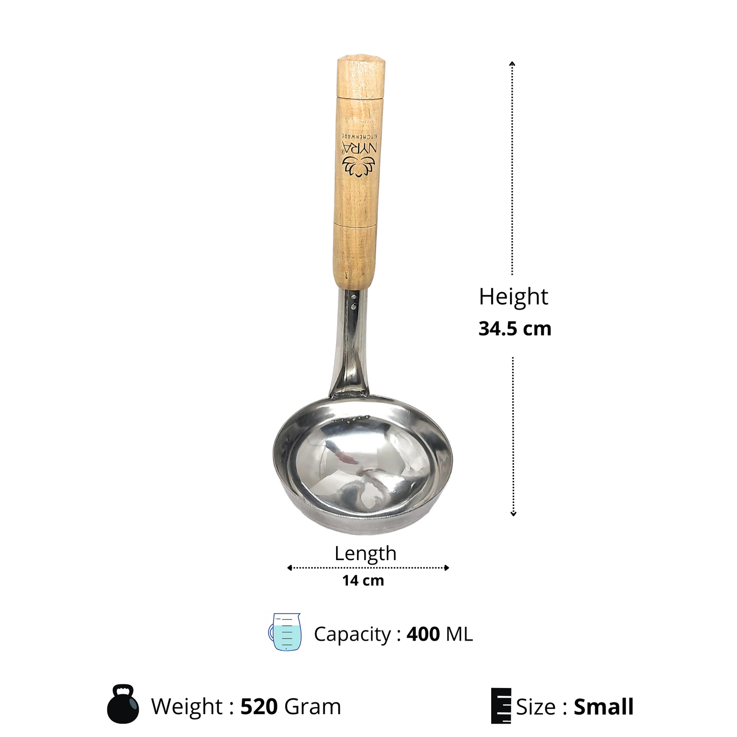 Stainless Steel Ladle with Wooden Handle – Premium Cooking & Serving Spoon