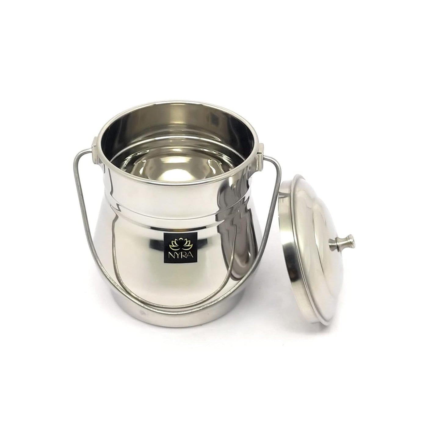 Stainless Steel Milk Pot/Container with lid | Flat Bottom dolchi for Milk - 4 sizes