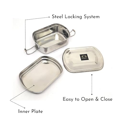 nyra stainless steel lunch box, steel box, tiffin, storage box