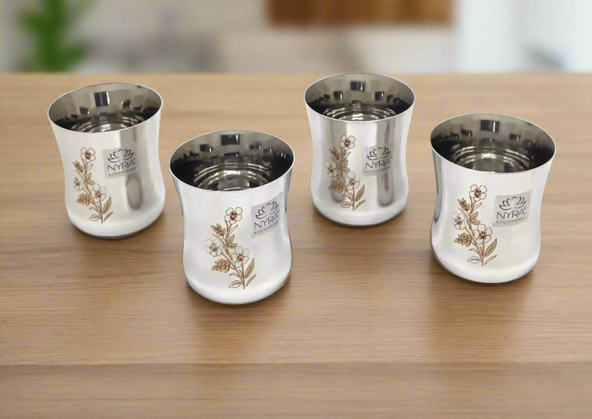 Steel Laser-Printed Goblet Glass Set