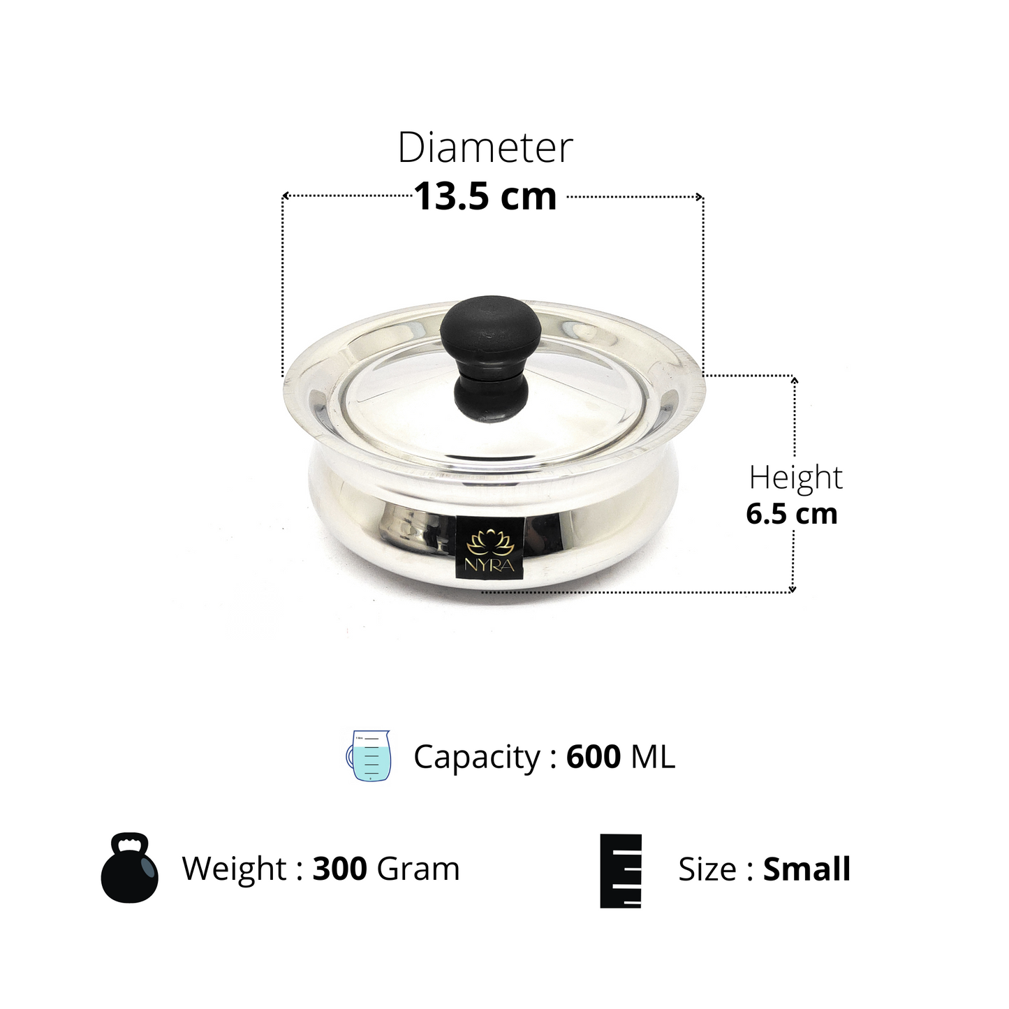 Stainless Steel Biryani Handi with Lid and PVC Knob - Cooking Handi