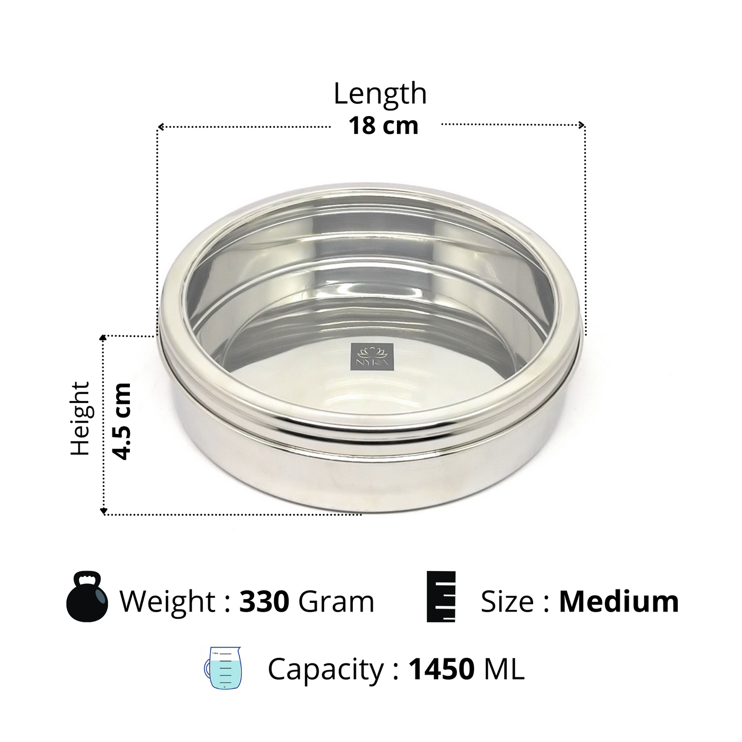 Stainless Steel Storage-Box with See Through Lid | Glossy Finish - Multipurpose Storage Container