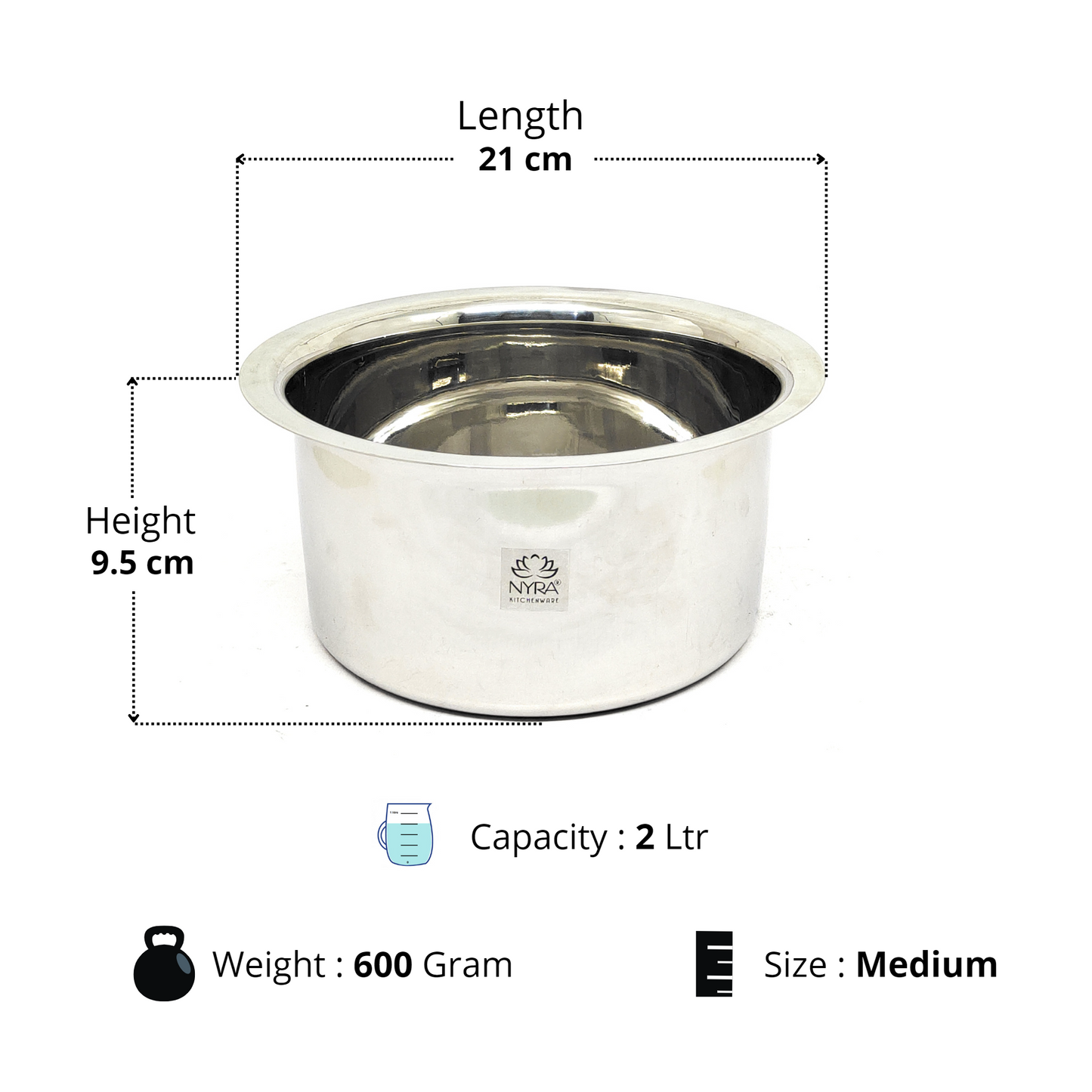 Stainless Steel Tope Set of 3 Pcs | Induction Compatible Patila | Heavy Gauge Flat Bottom Boiling Vessel | Cooking Pot Bhagona Set |