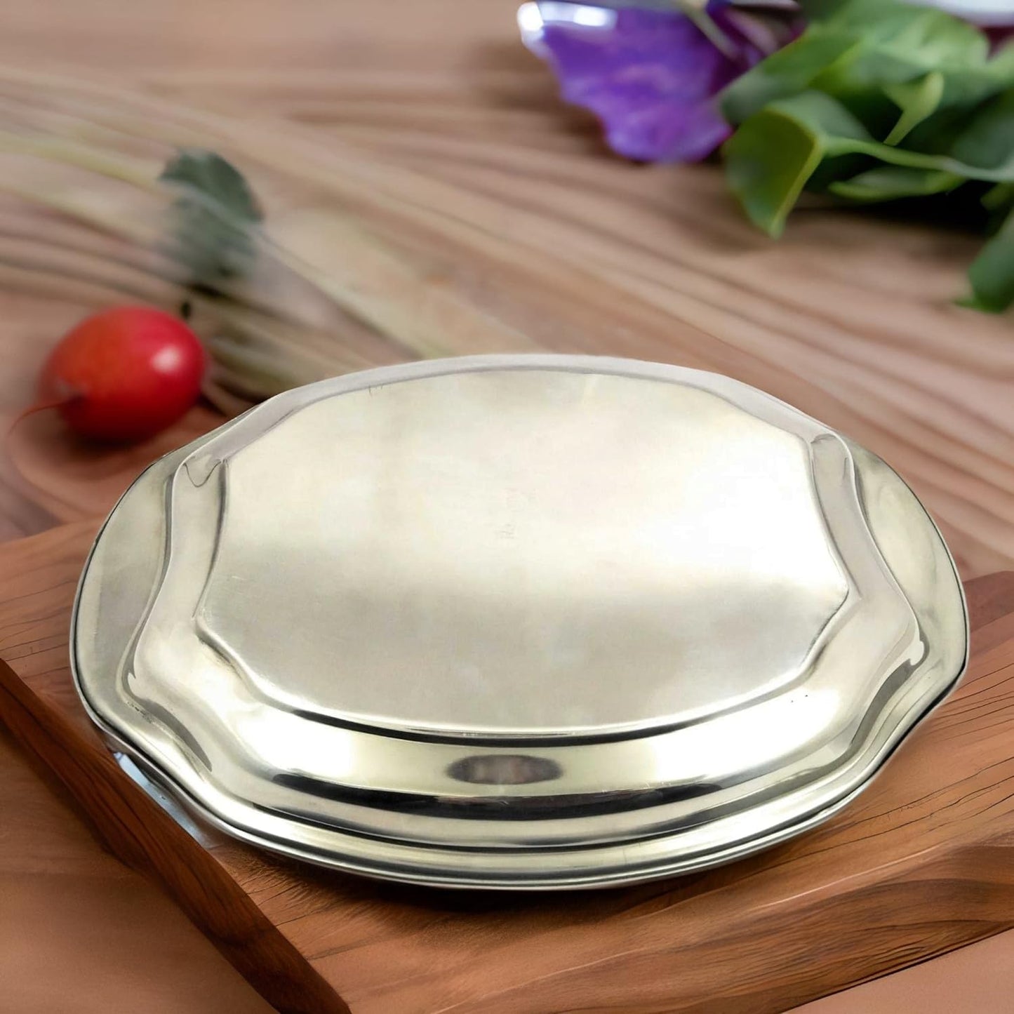 Designer Stainless Steel Serving Tray - Glossy Finish & Laser Print