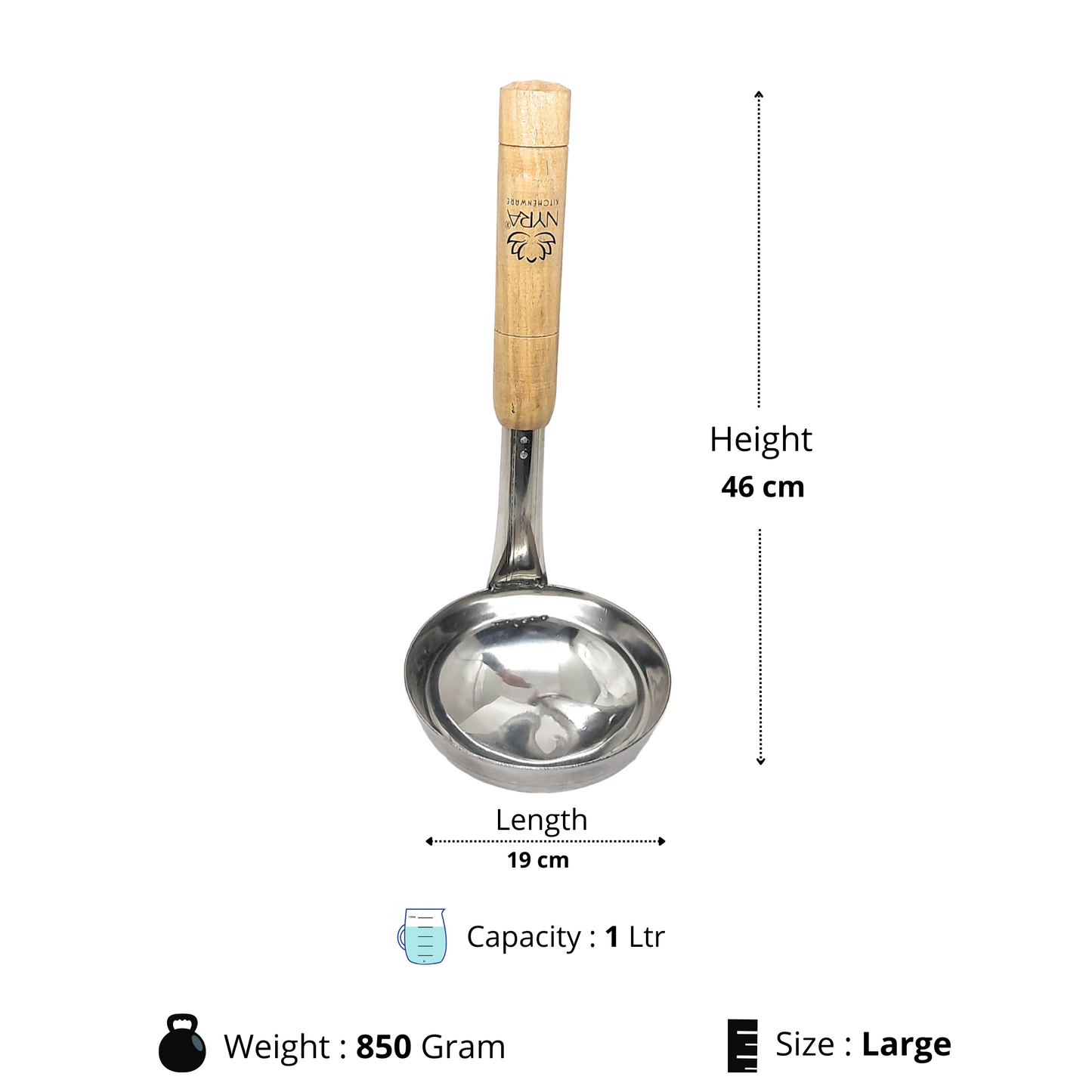 Stainless Steel Ladle with Wooden Handle – Premium Cooking & Serving Spoon