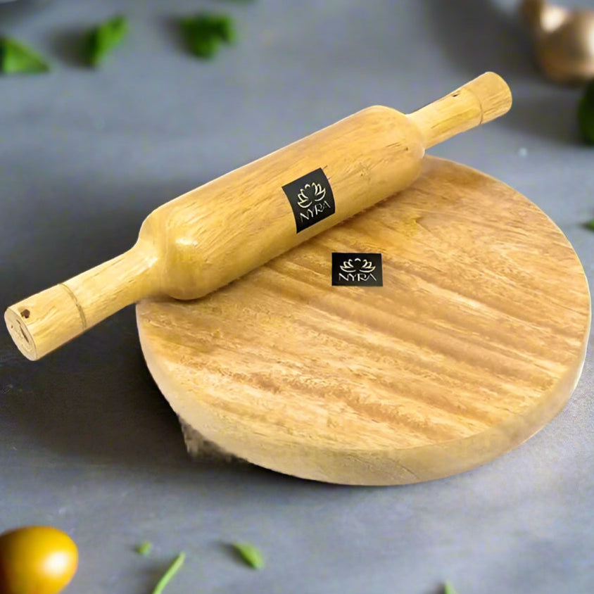Wooden Belan and Chakla Set for Kitchen | Rolling Pin and Board for Roti, Paratha, Chapati Making