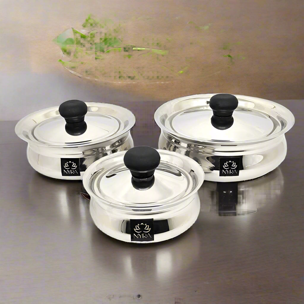 Stainless Steel Biryani Handi with Lid and PVC Knob - Cooking Handi