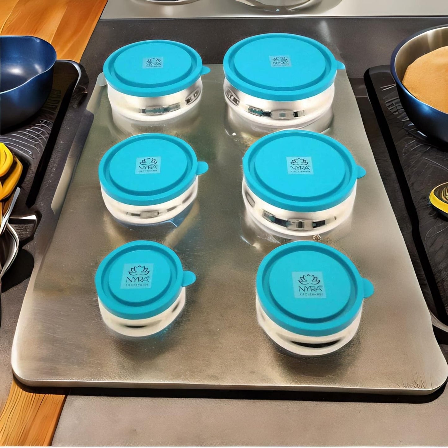 Air-tight Stainless Steel Container Set- Premium Design| Leak-Proof Dibbi