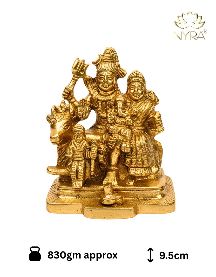 Brass Shiv Parivar Idol – Peetal Shiva Parvati Ganesh Family Showpiece Statue