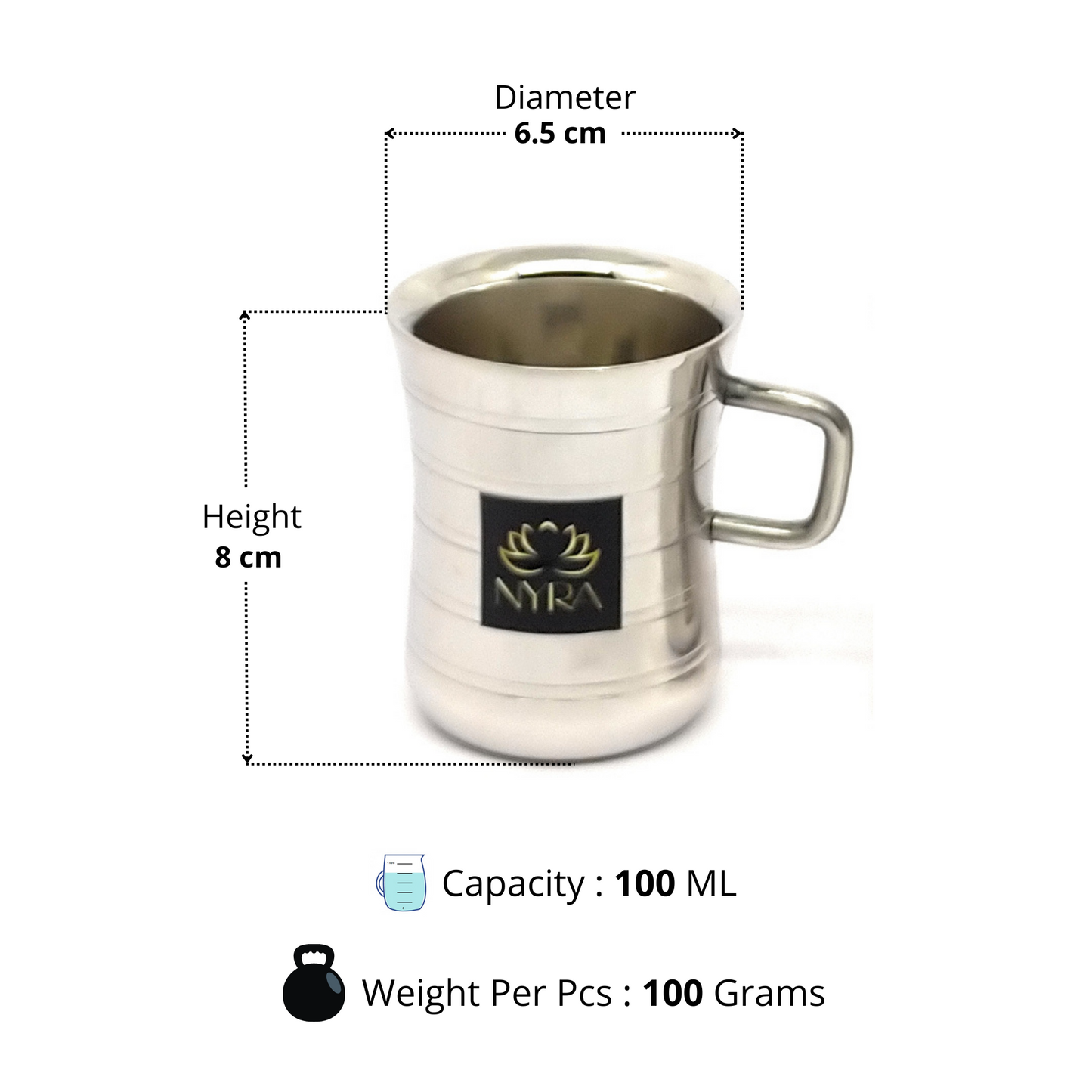 Stainless Steel Double-Walled Tea/Coffee Mug Set – Insulated/Elegant Design/Glossy Finish Cups