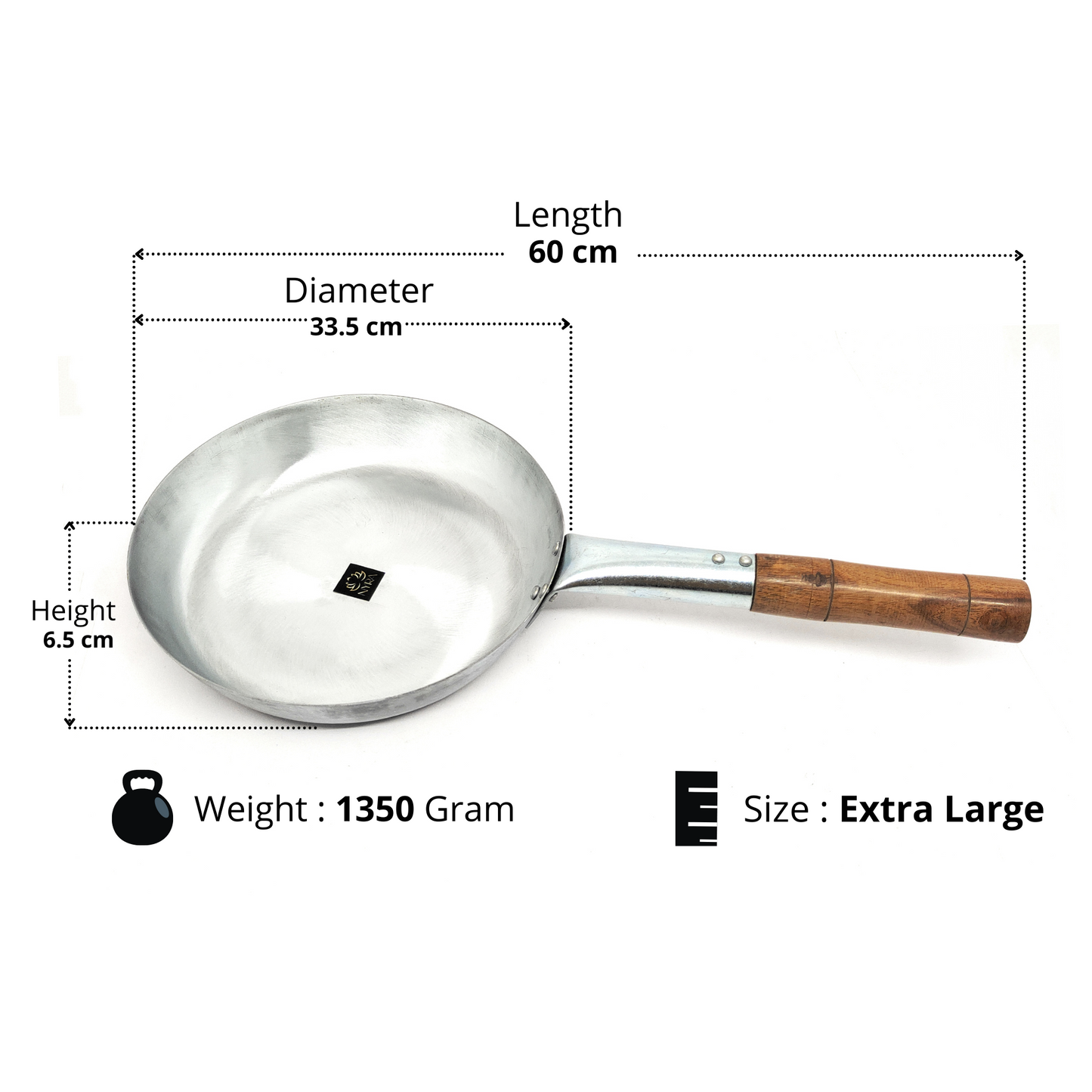 Iron Chinese Fry Pan with Wooden Handle - 4 Sizes