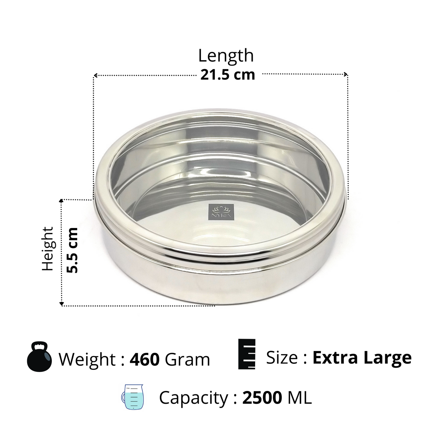 Stainless Steel Storage-Box with See Through Lid | Glossy Finish - Multipurpose Storage Container