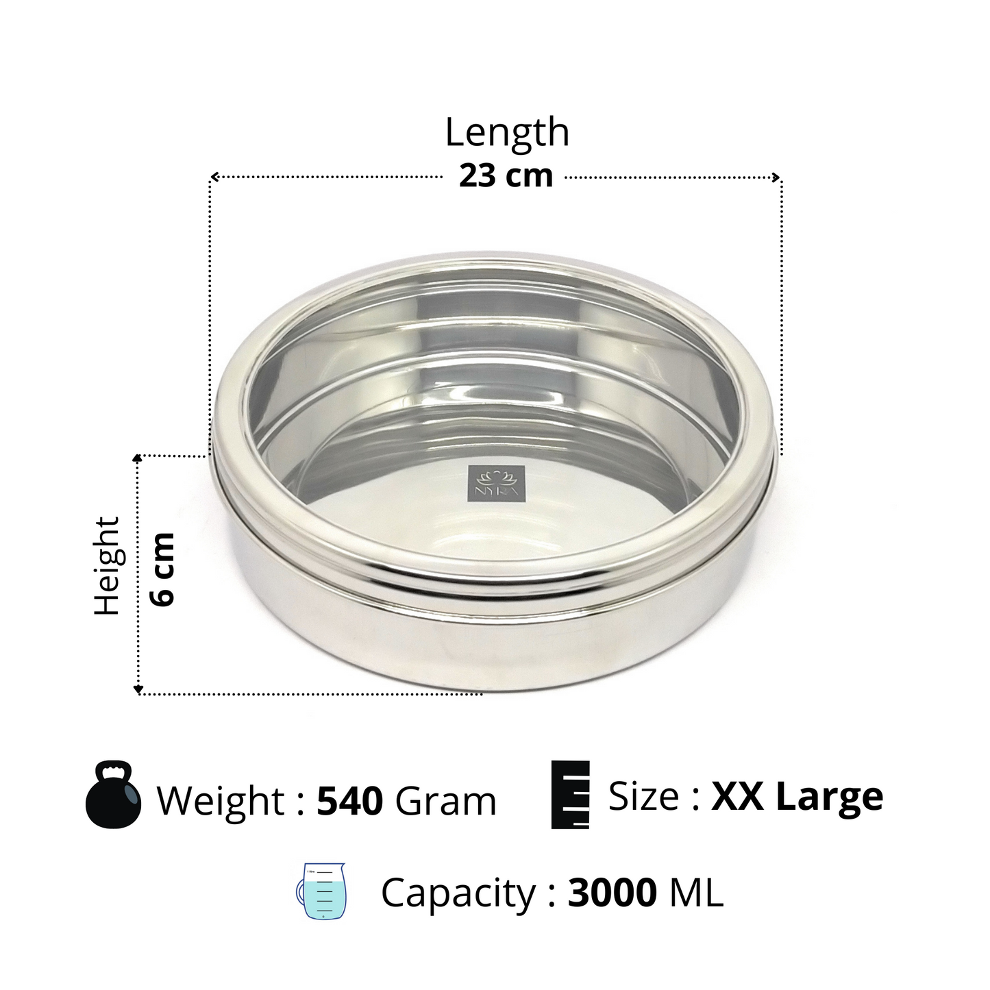 Stainless Steel Storage-Box with See Through Lid | Glossy Finish - Multipurpose Storage Container
