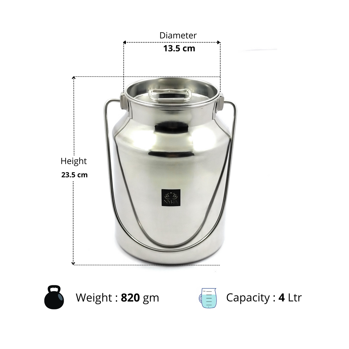 Premium Stainless Steel Milk & Oil Container with Lid – Durable Storage Solution - 6 Sizes