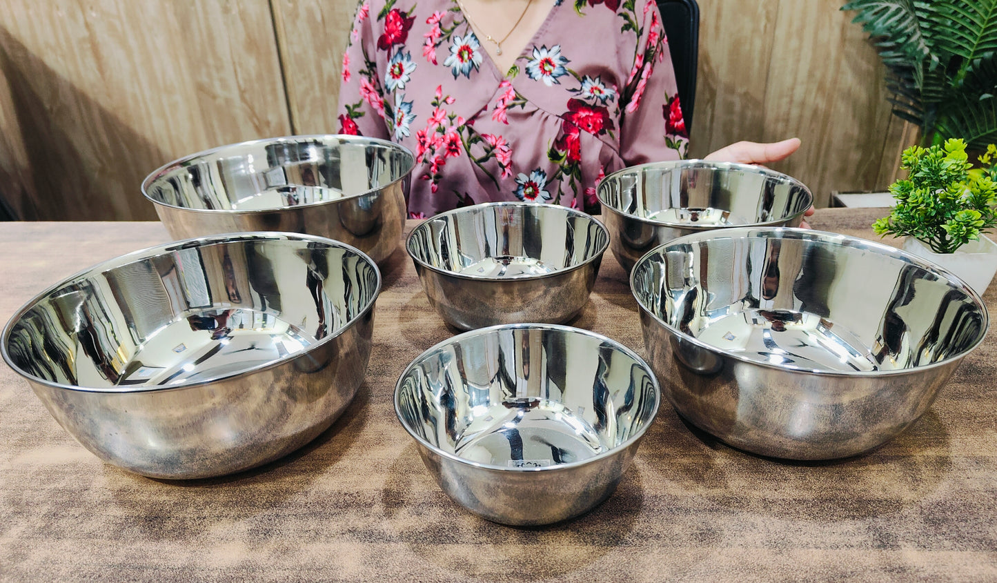 Stainless Steel Round Mixing & Serving Bowl | Heavy-Duty, Rust-Free, Mirror Finish Bowls