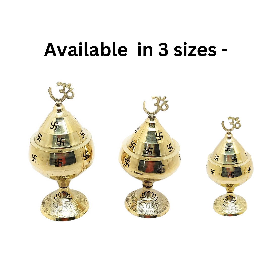 Pure Brass/Peetal Swastik Diya for Puja - 3 sizes