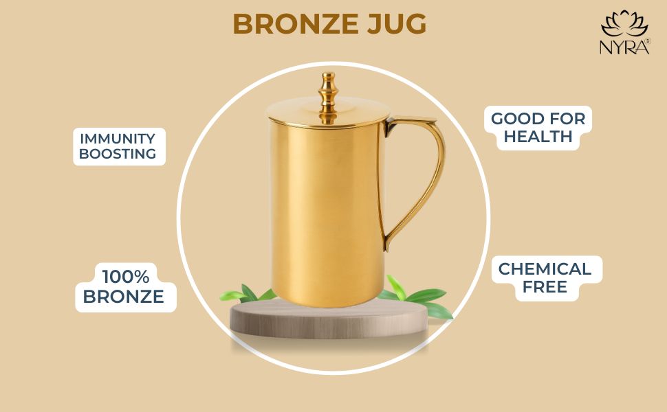 Pure Bronze (Kansa) Water Jug with Lid | Ancient Ayurvedic Health Benefits