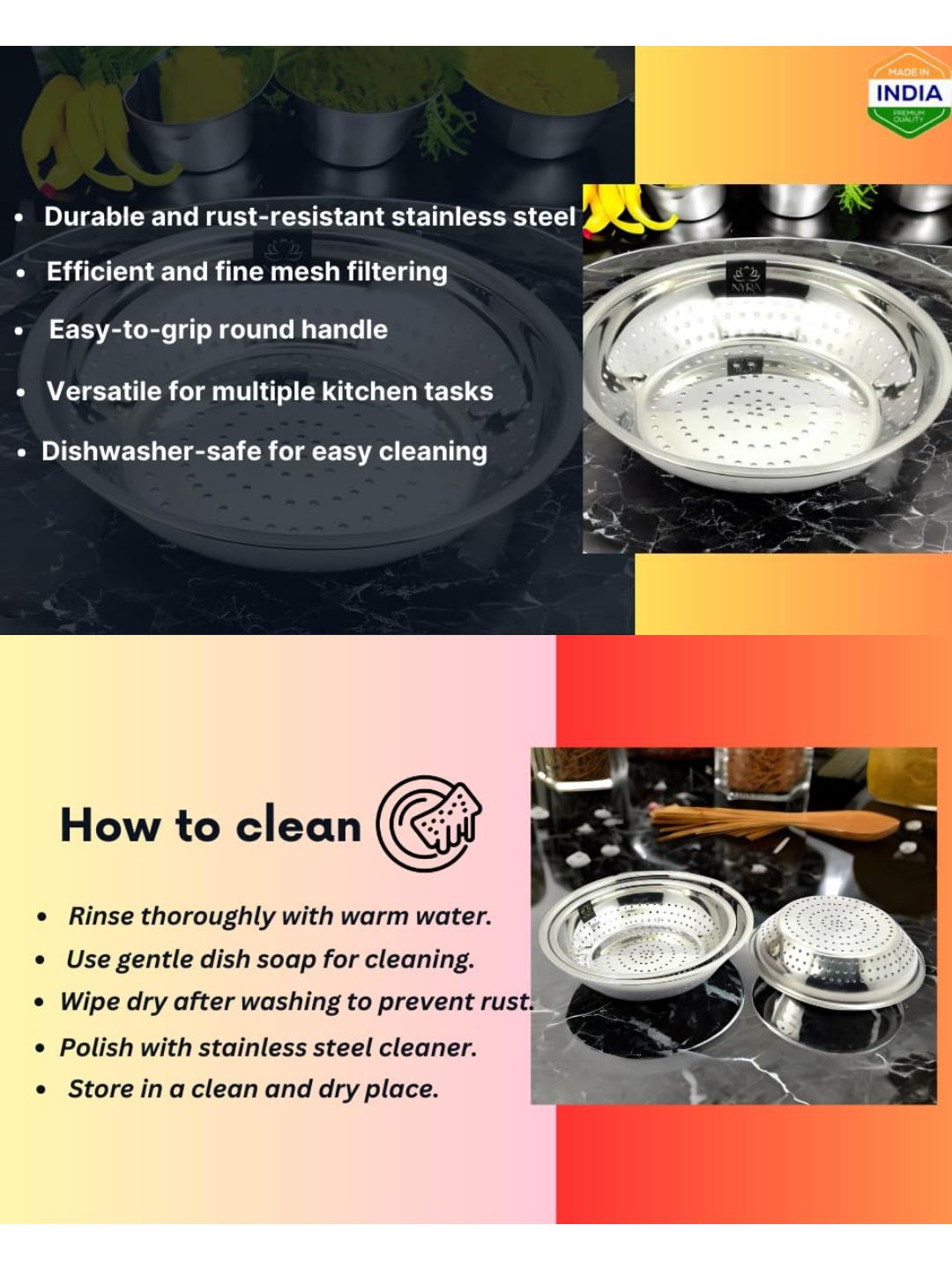 guide to clean Stainless Steel Strainer/Rice/Chawal Chalni