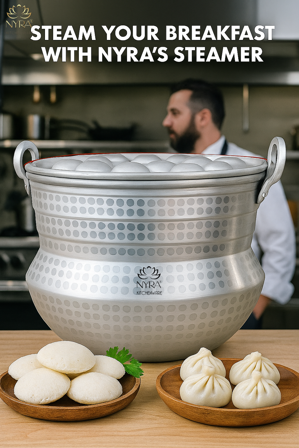 Commercial Hammered Aluminium Idli Cooker l Idli Maker for Hotels, Catering & Restaurants | Durable Design for Soft & Fluffy Idlis | Authentic South Indian Cooking | Contact for Prices