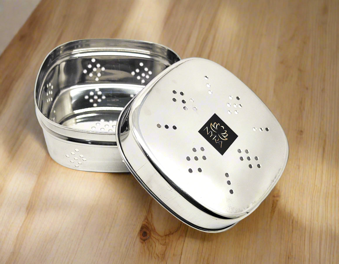 Stainless Steel Square Coriander Storage Container - 3 Size