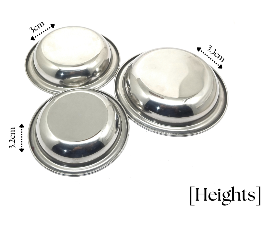 Stainless Steel Dahivada Serving Bowl | Deep Round Bowls for Serving and Dining - Available in 3 Sizes | Set of 6 pcs