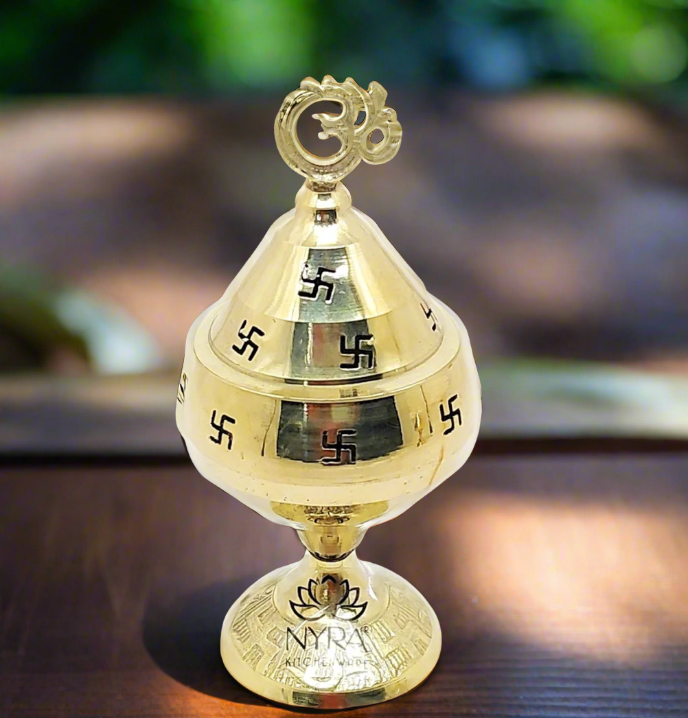 Pure Brass/Peetal Swastik Diya | Perfect for Puja