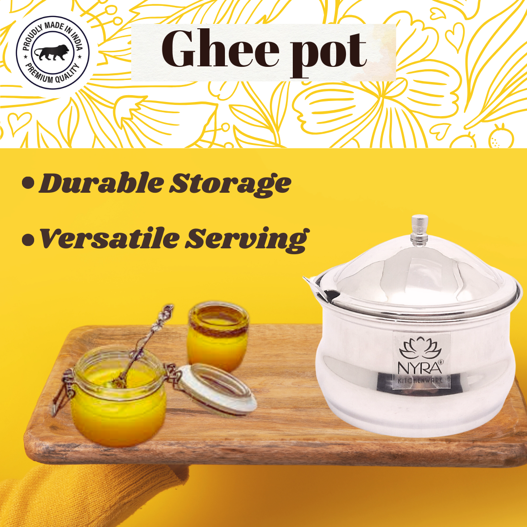 Stainless Steel Ghee Pot With Spoon