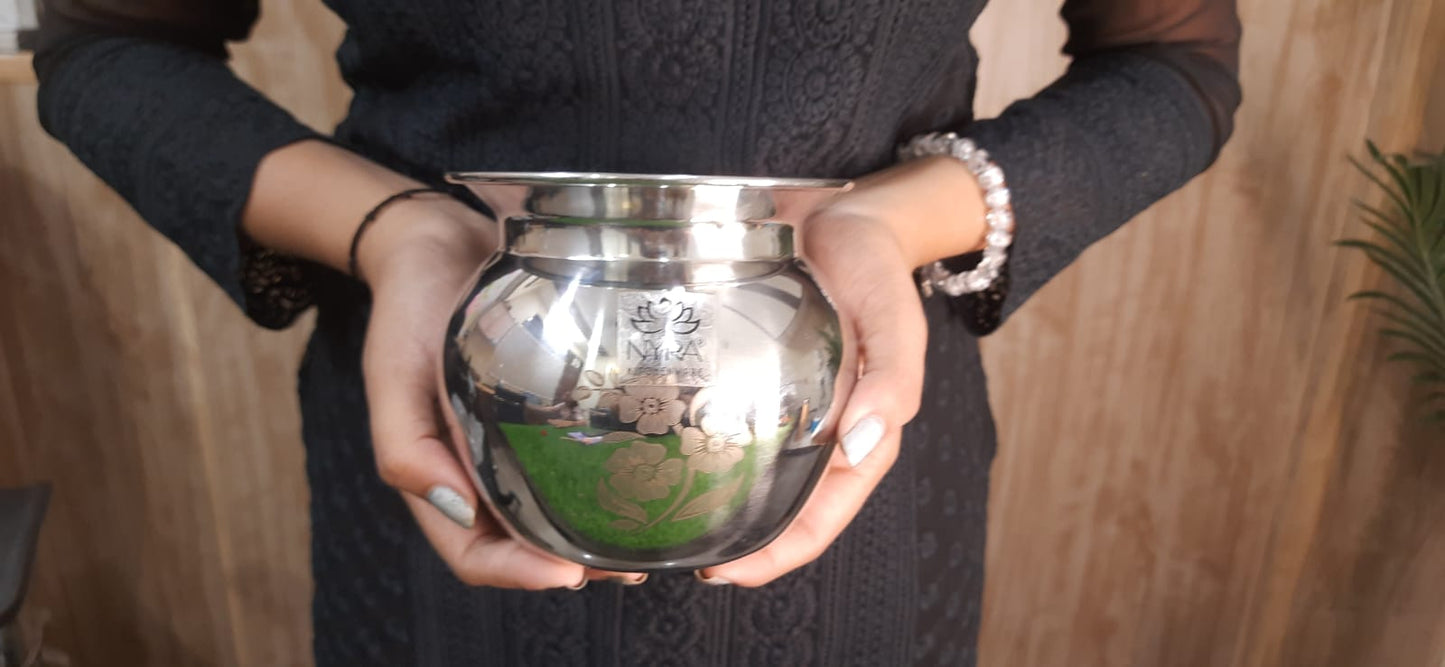 Stainless Steel Laser Printed Lota | Steel Multipurpose Kalash