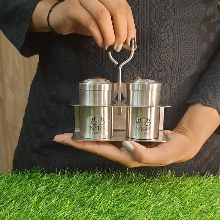 Stainless Steel Salt Pepper Sprinkler with Napkin Holder