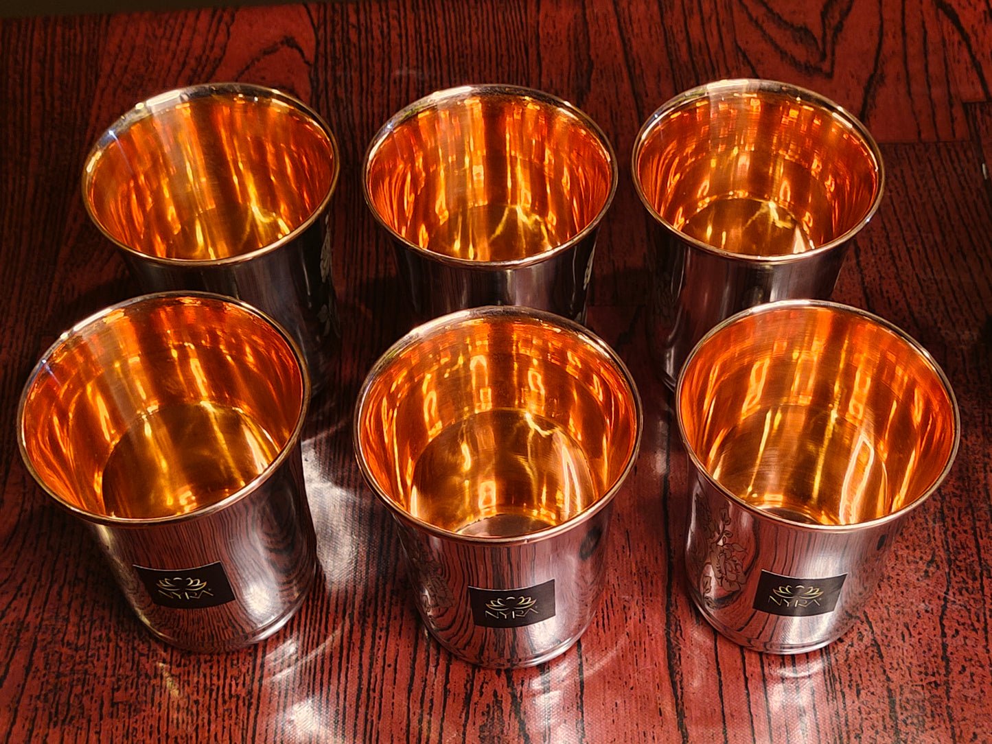 Six pcs of copper coated glass