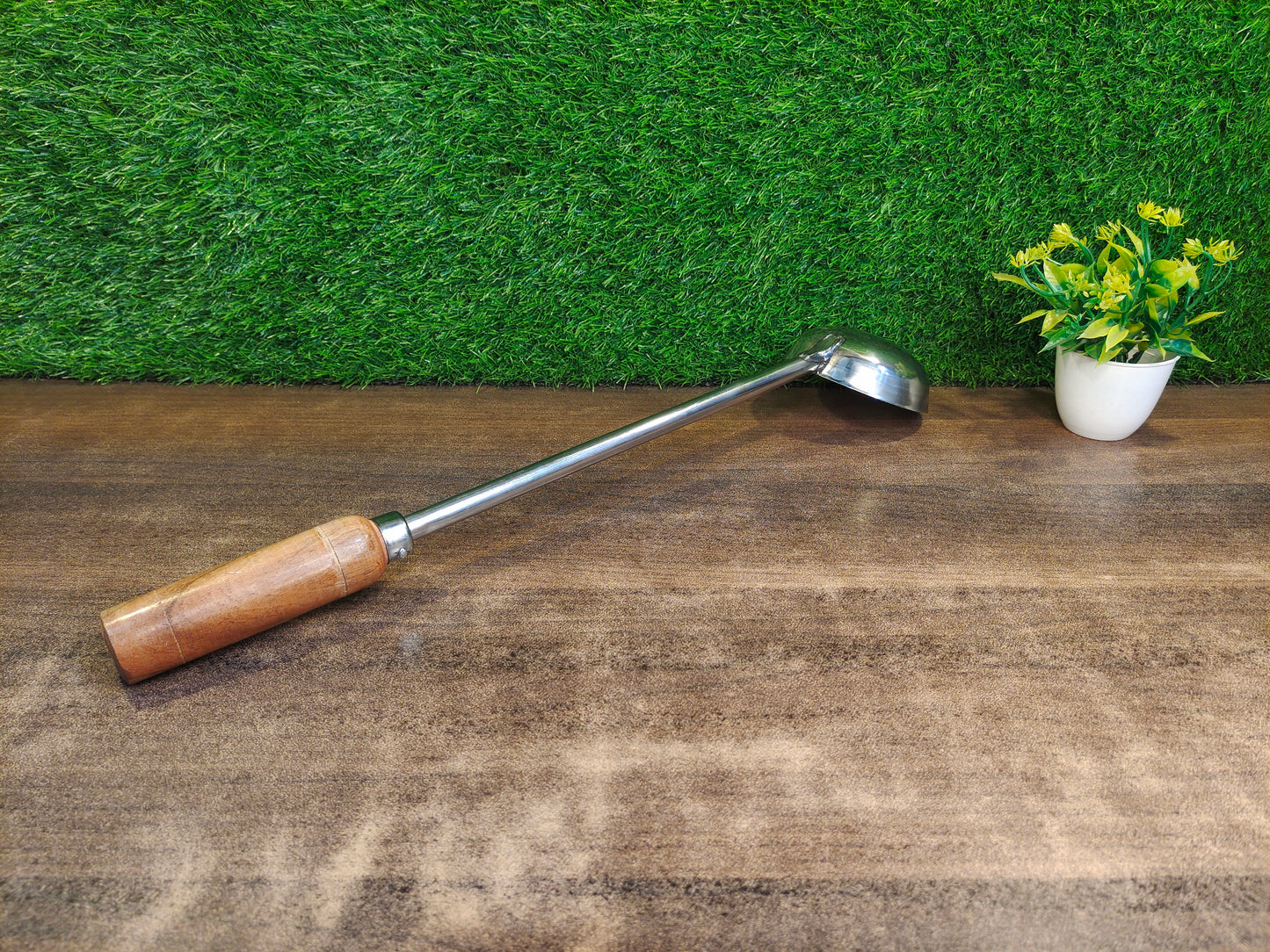 Stainless Steel Ladle/Golchi/Chamcha with Wooden Handle