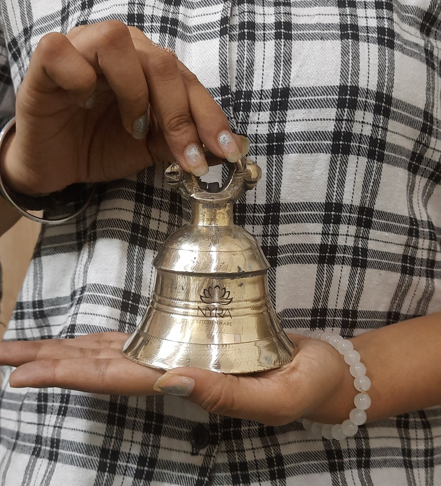 Pure Peetal Pooja Mandir Ghanta | Heavy Brass Temple Bell for Rituals & Spiritual Practices