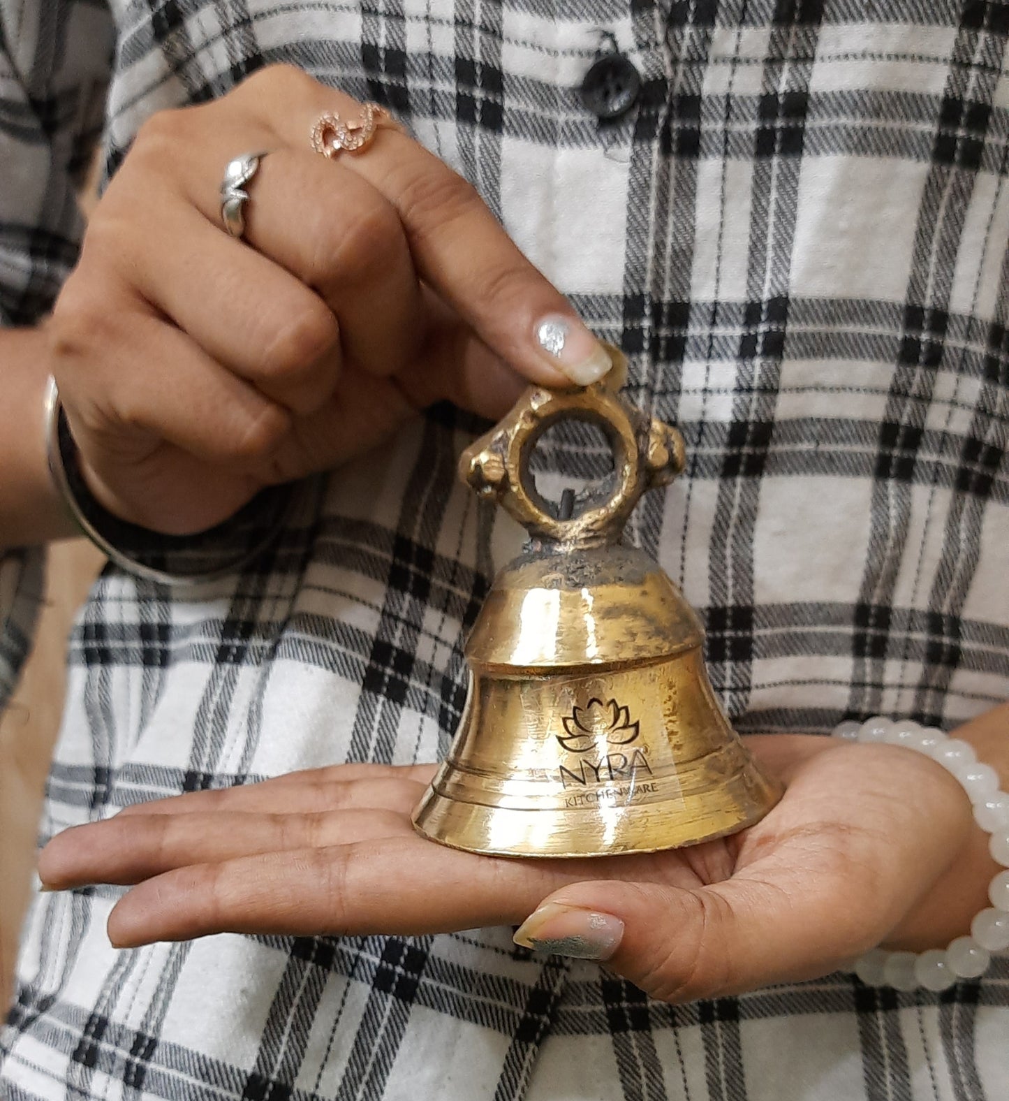 Pure Peetal Pooja Mandir Ghanta | Heavy Brass Temple Bell for Rituals & Spiritual Practices