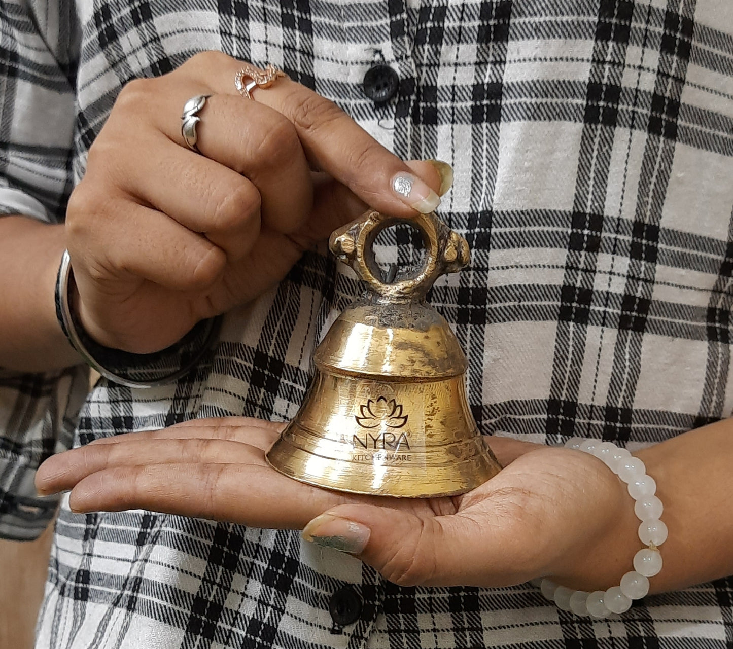 Pure Peetal Pooja Mandir Ghanta | Heavy Brass Temple Bell for Rituals & Spiritual Practices