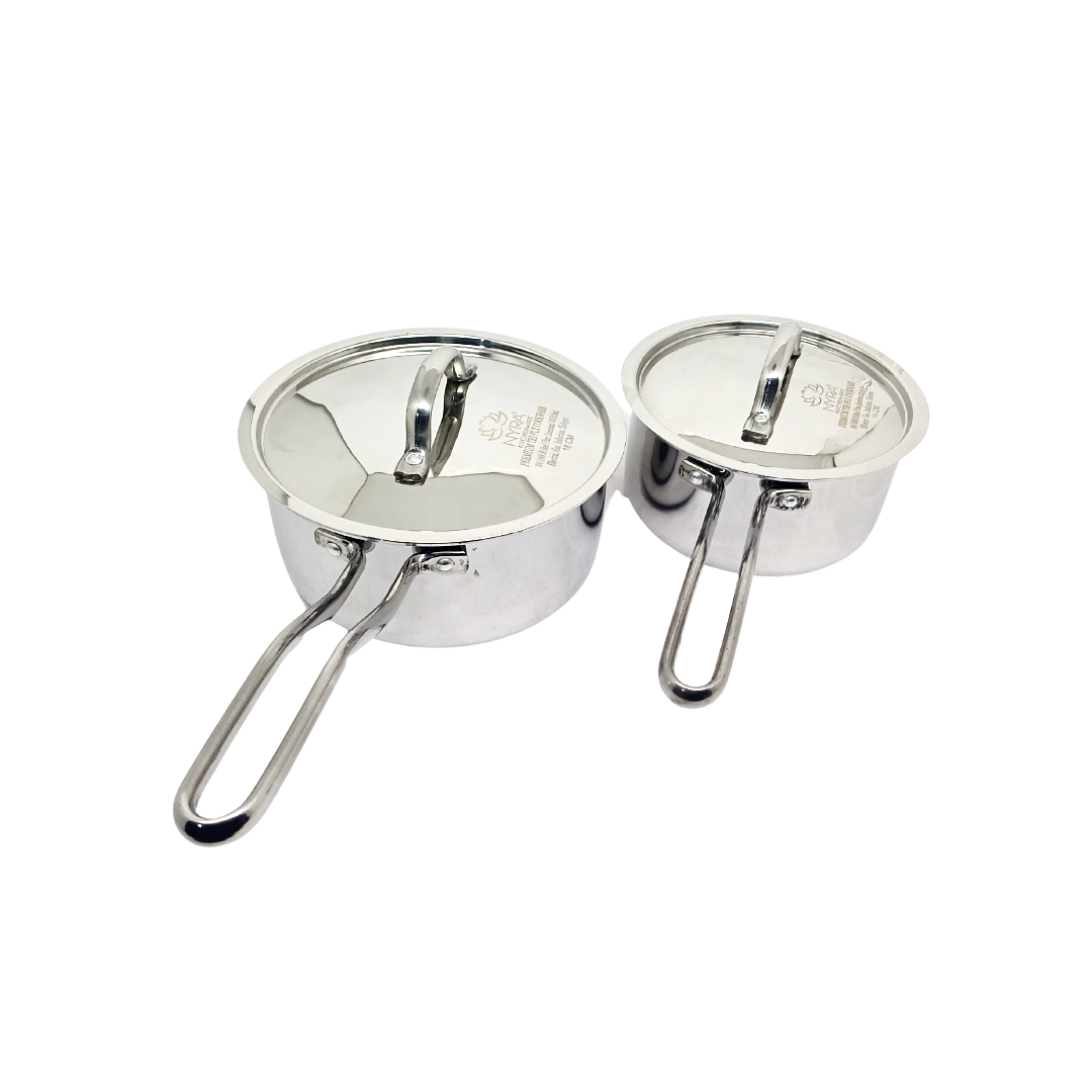 Triply Stainless Steel Sauce Pan Set with Lid - Induction & Gas Stove Compatible | Multipurpose Cookware Set of 2pcs.