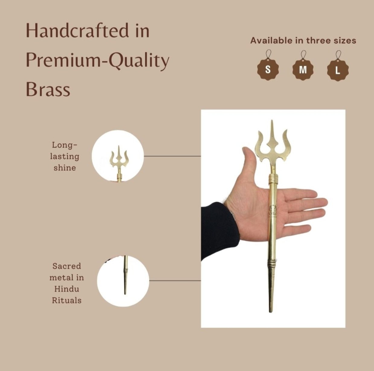 Features of Pure Brass (Peetal) Trishul
