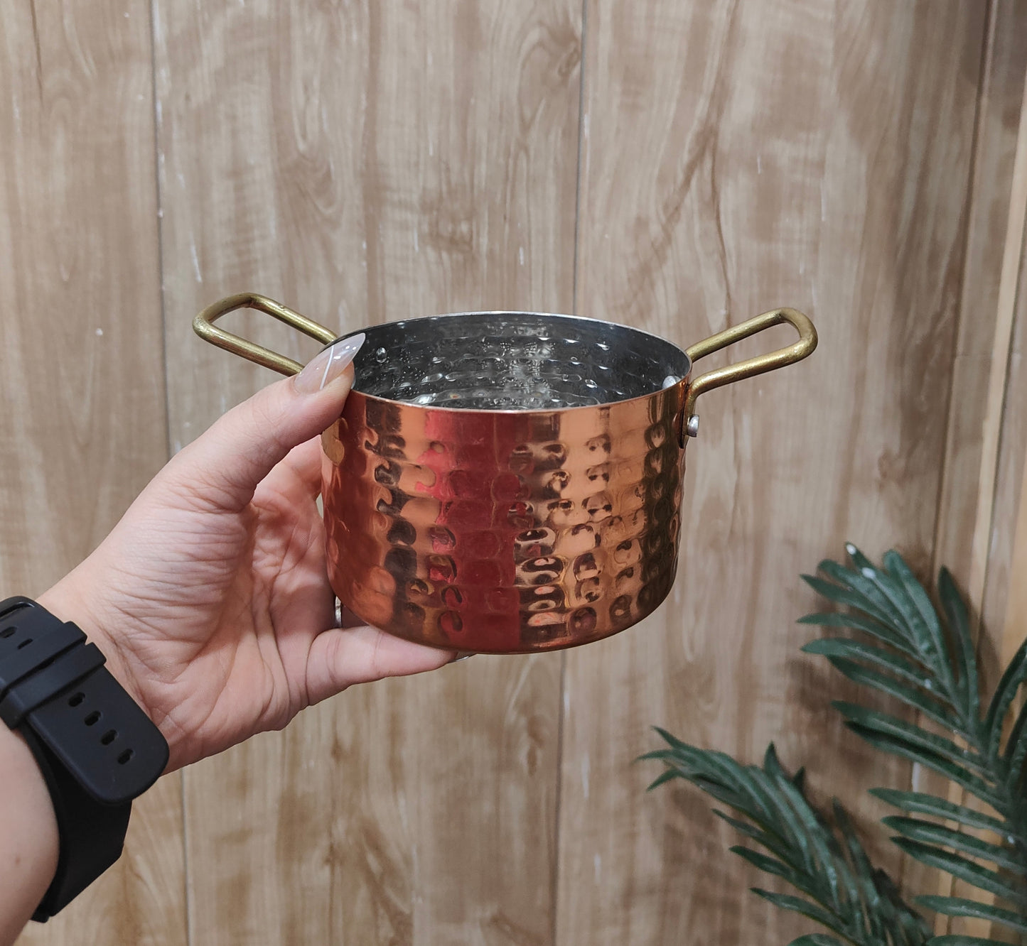 Stainless Steel Rose Gold Finish Dish Pot | Dual Handle Design - Ideal for Serving
