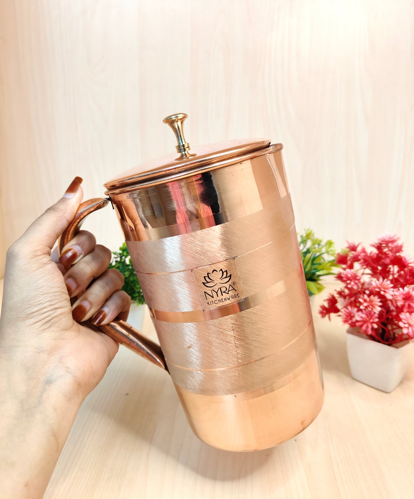 Pure Copper/Tamba Water Jug with Lid