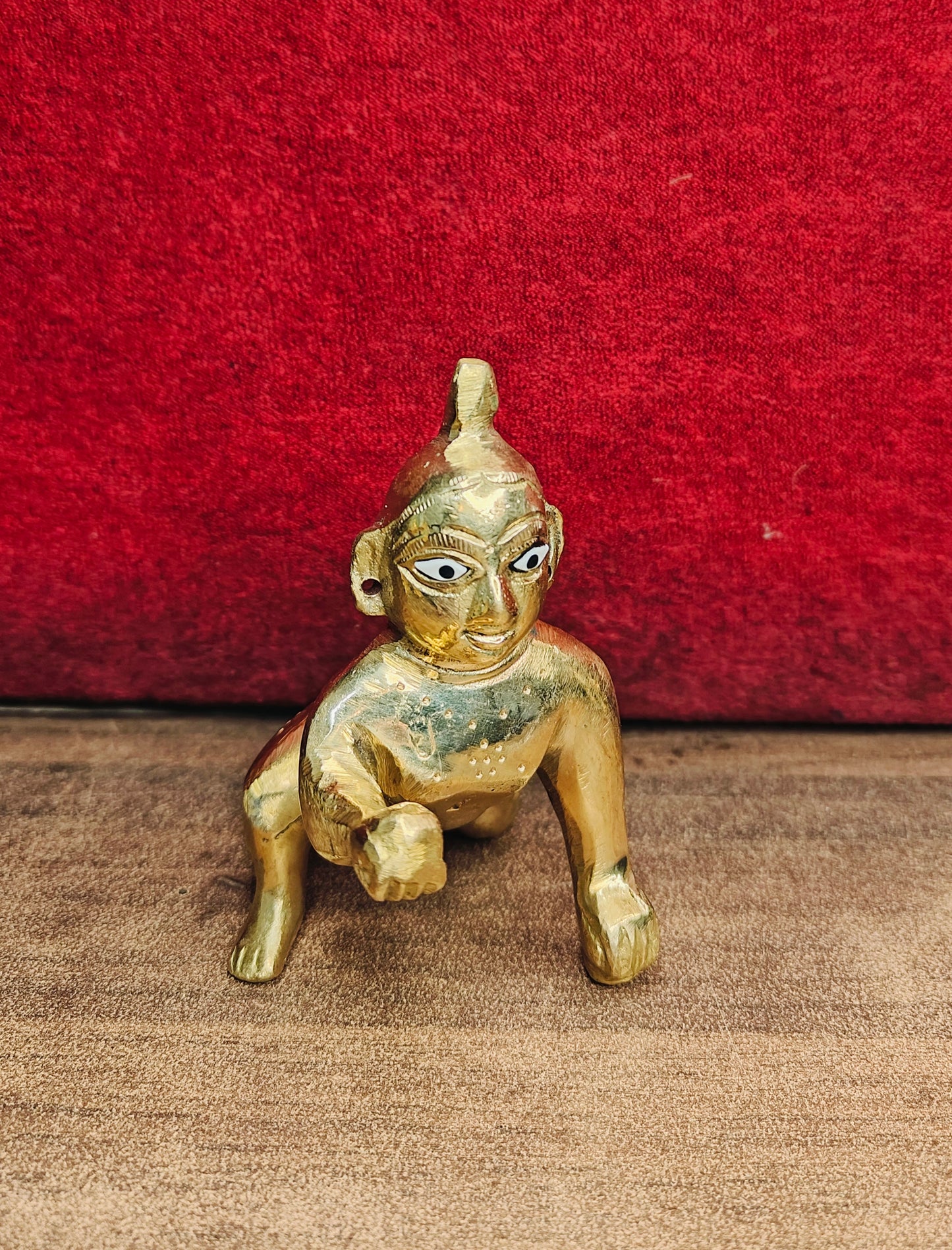 Brass Laddu Gopal Idol | Bal Gopal Krishna Murti for Home Temple & Pooja | Thakur Ji Baby Krishna Statue