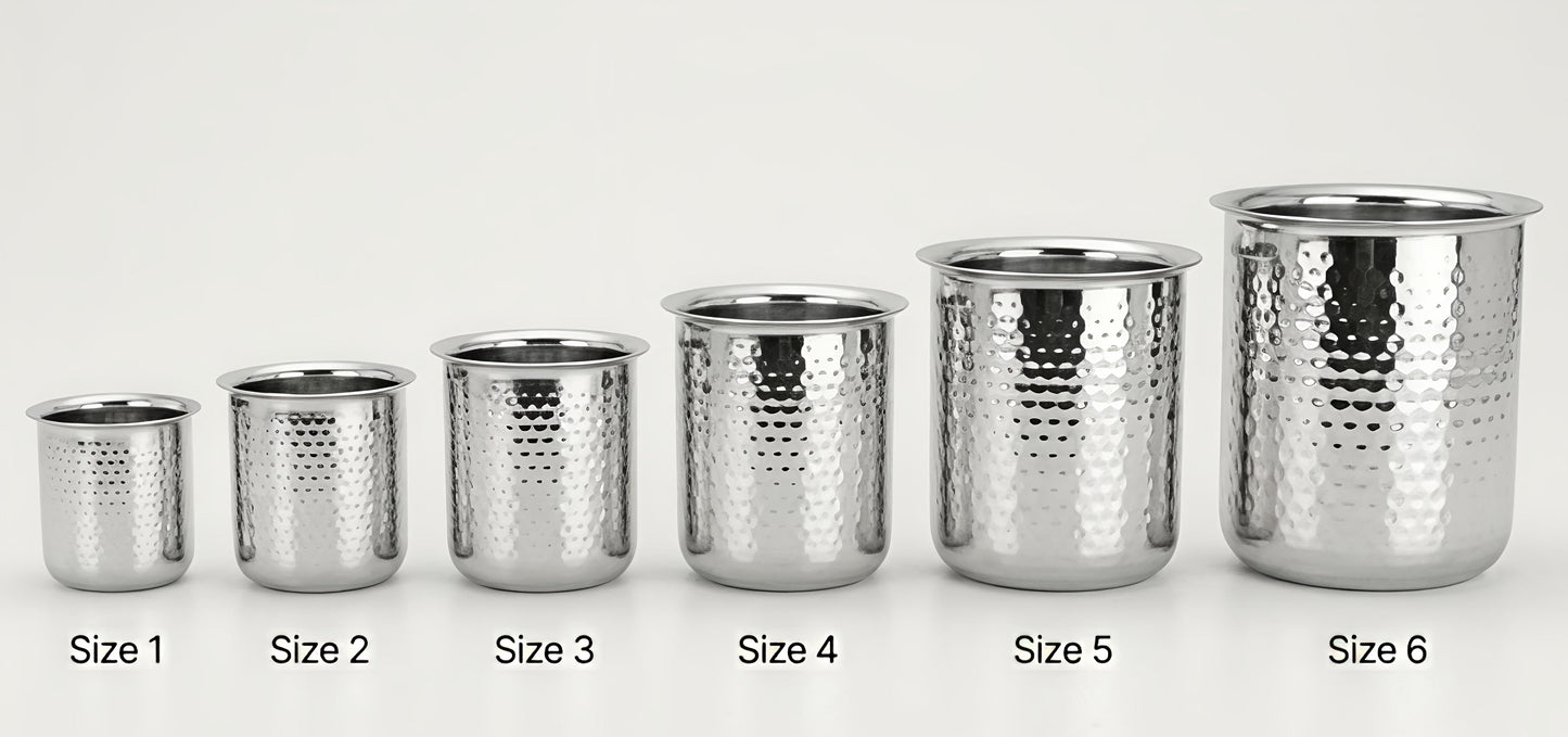 Premium Stainless Steel Hammered Deep Water Gunj - 6 Sizes