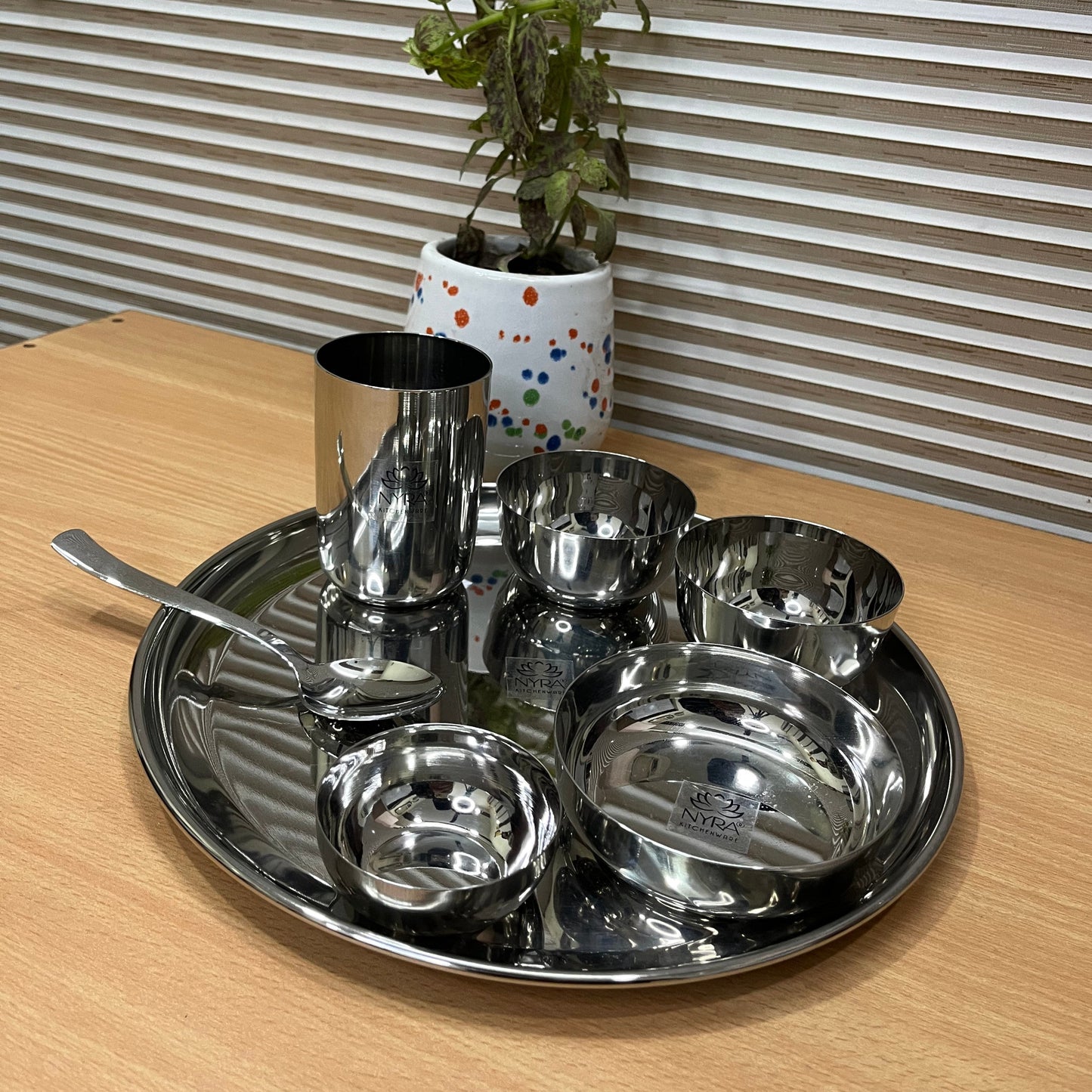 Stainless Steel Premium Thali/Dinner Set of 7-Pieces | Elegant Dinnerware