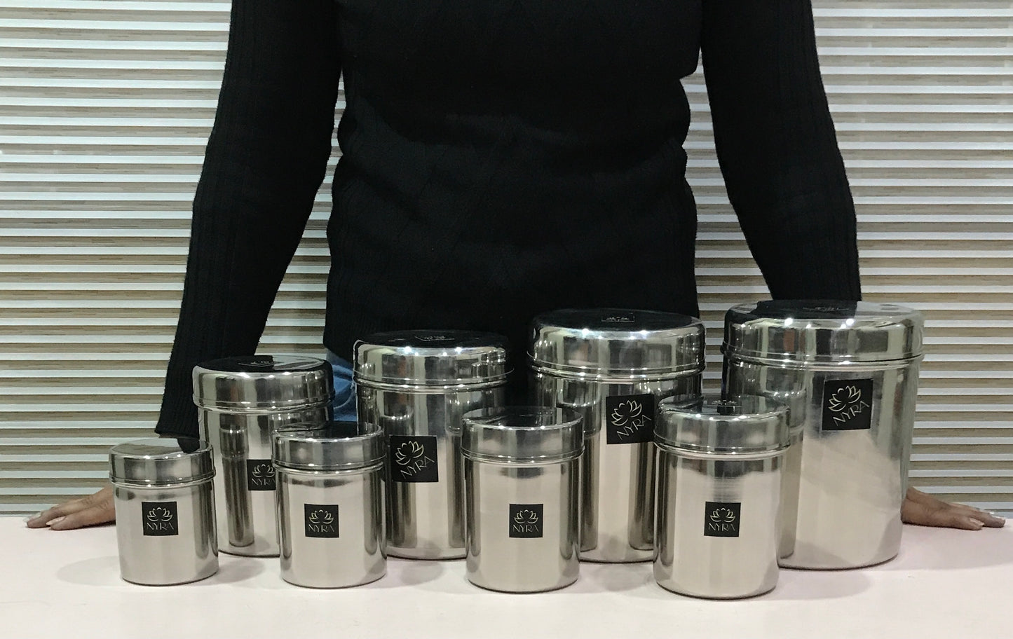 different sizes of Stainless Steel Cylindrical Deep Storage Containers