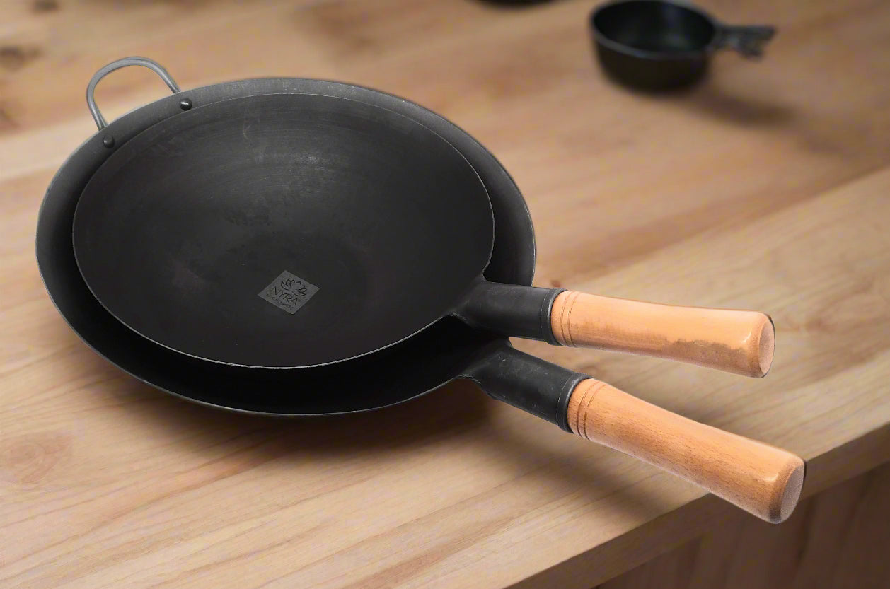 Loha Kadhai (Iron Wok) with Wooden Handle