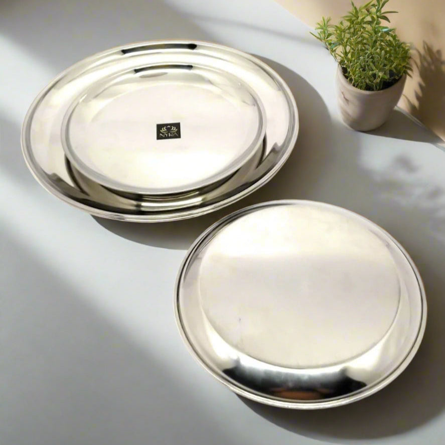 Stainless Steel Set of 12 Plates - 6 Full Size and 6 Quarter Plates