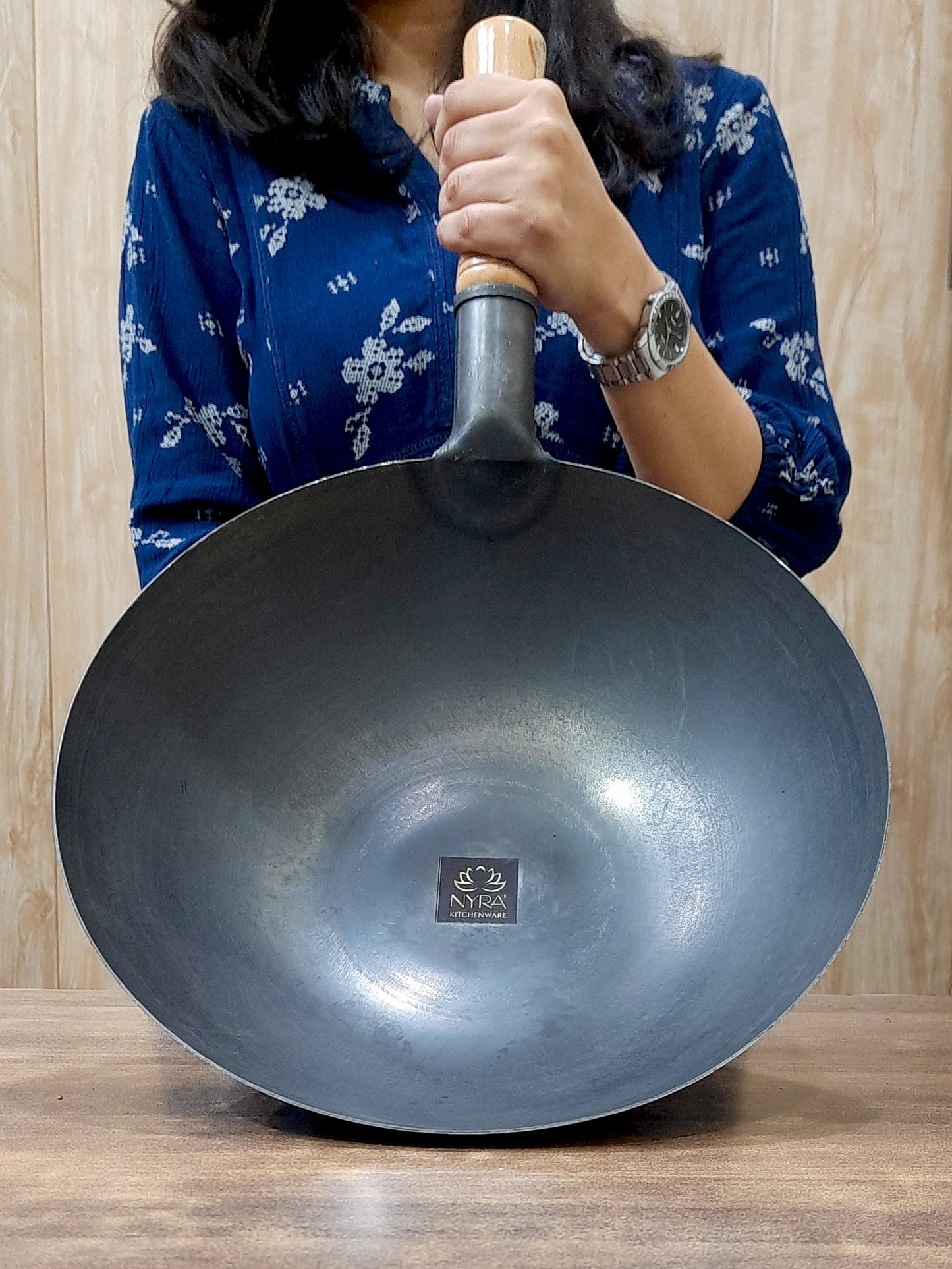 Loha Kadhai (Iron Wok) with Wooden Handle