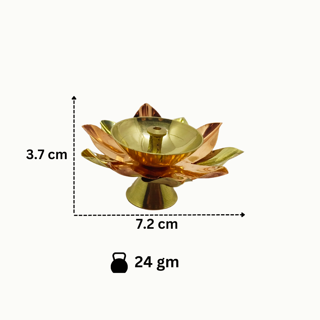 Beautiful Brass Diya with Dual Tone Petals - 2 Sizes