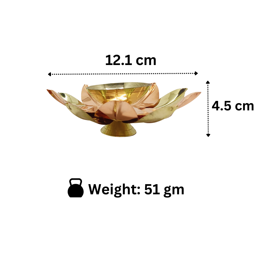 Beautiful Brass Diya with Dual Tone Petals - 2 Sizes