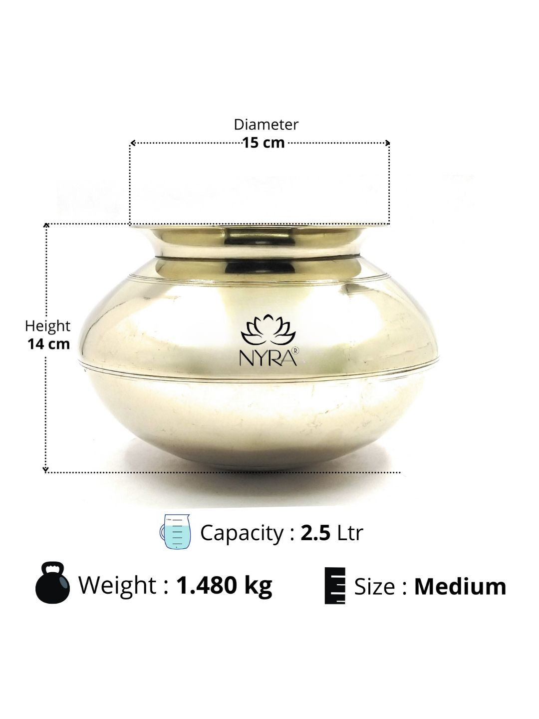 Brass/Peetal Handi Pot with Ultra-Superior Glossy and Smooth Finish