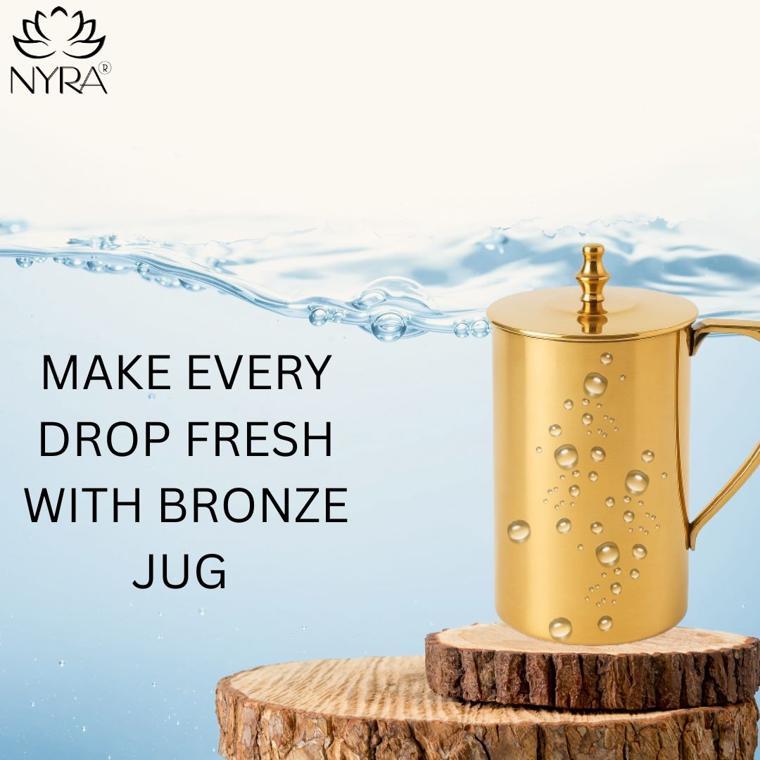Pure Bronze (Kansa) Water Jug with Lid | Ancient Ayurvedic Health Benefits