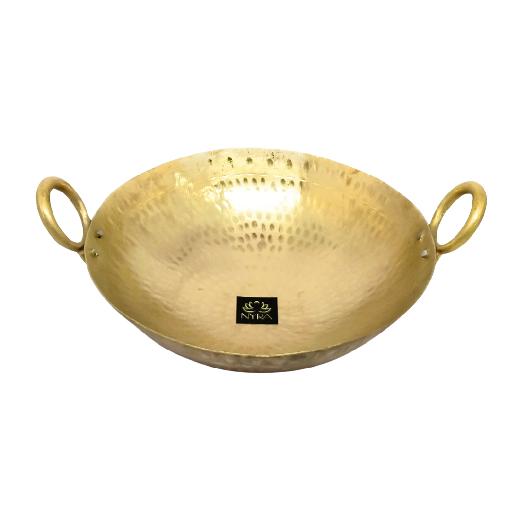 Traditional Brass Hammered Kadhai/Wok | Handmade Peetal Mathar Karahi